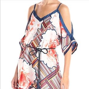 New Rachel Roy Scarf Print Cold Shoulder